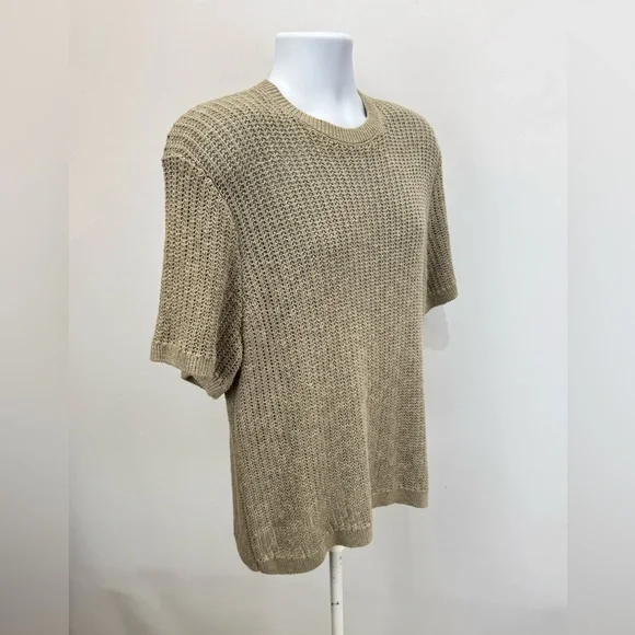 ABERCROMBIE & FITCH Men's taupe open knit crewneck sweater size M - Picture 8 of 14